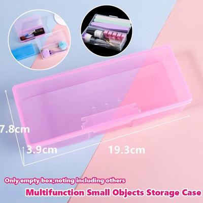 Empty Rectangle Storage Box Multifunction Nail Art Rhinestone Brush Tools Container Small Objects Pen Organizer Case