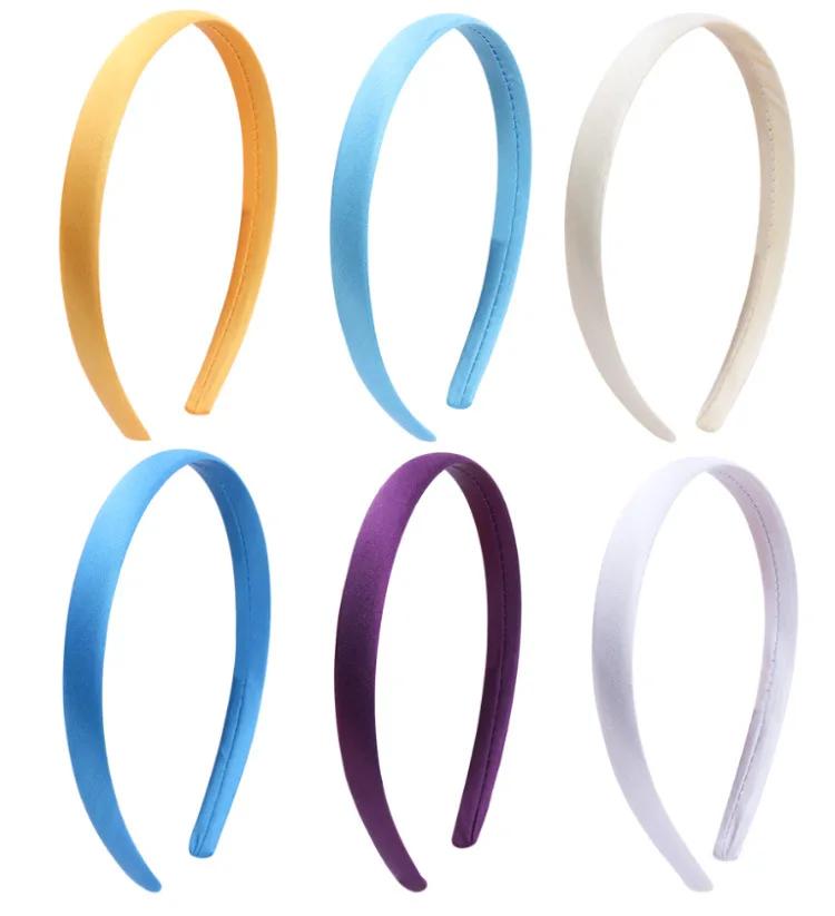 1.5cm Solid Headbands Satin Headband DIY Crafts Hairband Colorful Head Bands for Girls Women Thin Elastic Hair Hoop Accessories