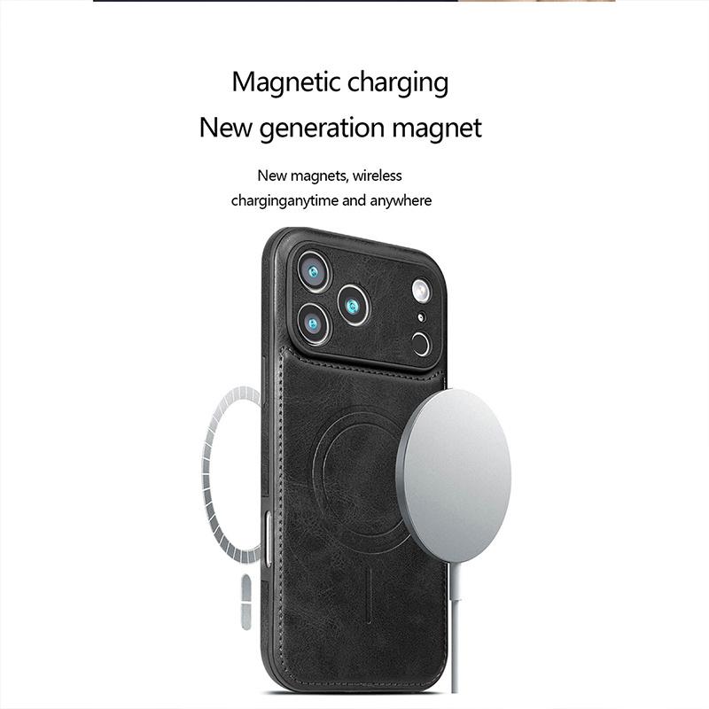 Luxury PU Leather Magnetic For Magsafe Phone Case For iPhone 12 13 14 15 16 17 Pro Max 17 Air Wireless Charging Shockproof Cover