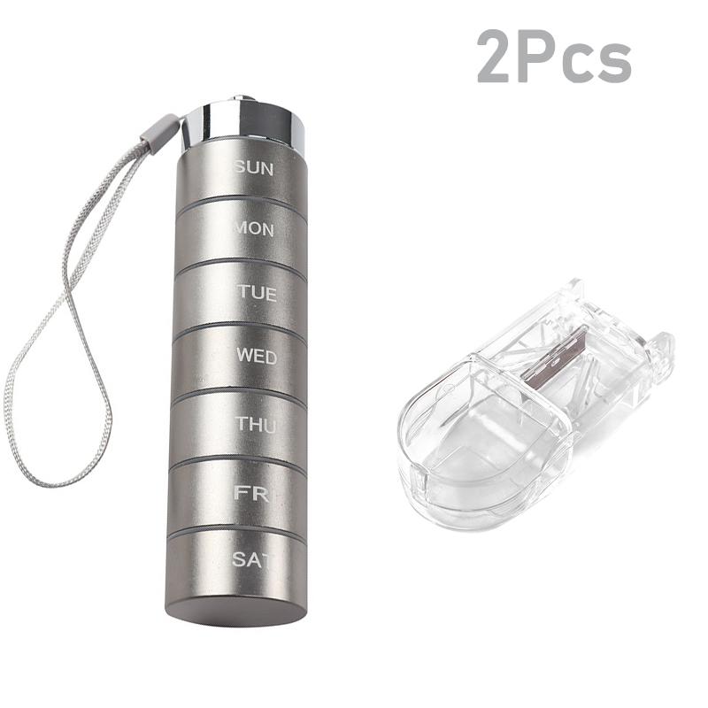 Portable Waterproof Pill Box Weekly Large Aluminum Case Container BPA Free 7 Day Daily Medicine Organizer Holder for Vitamin