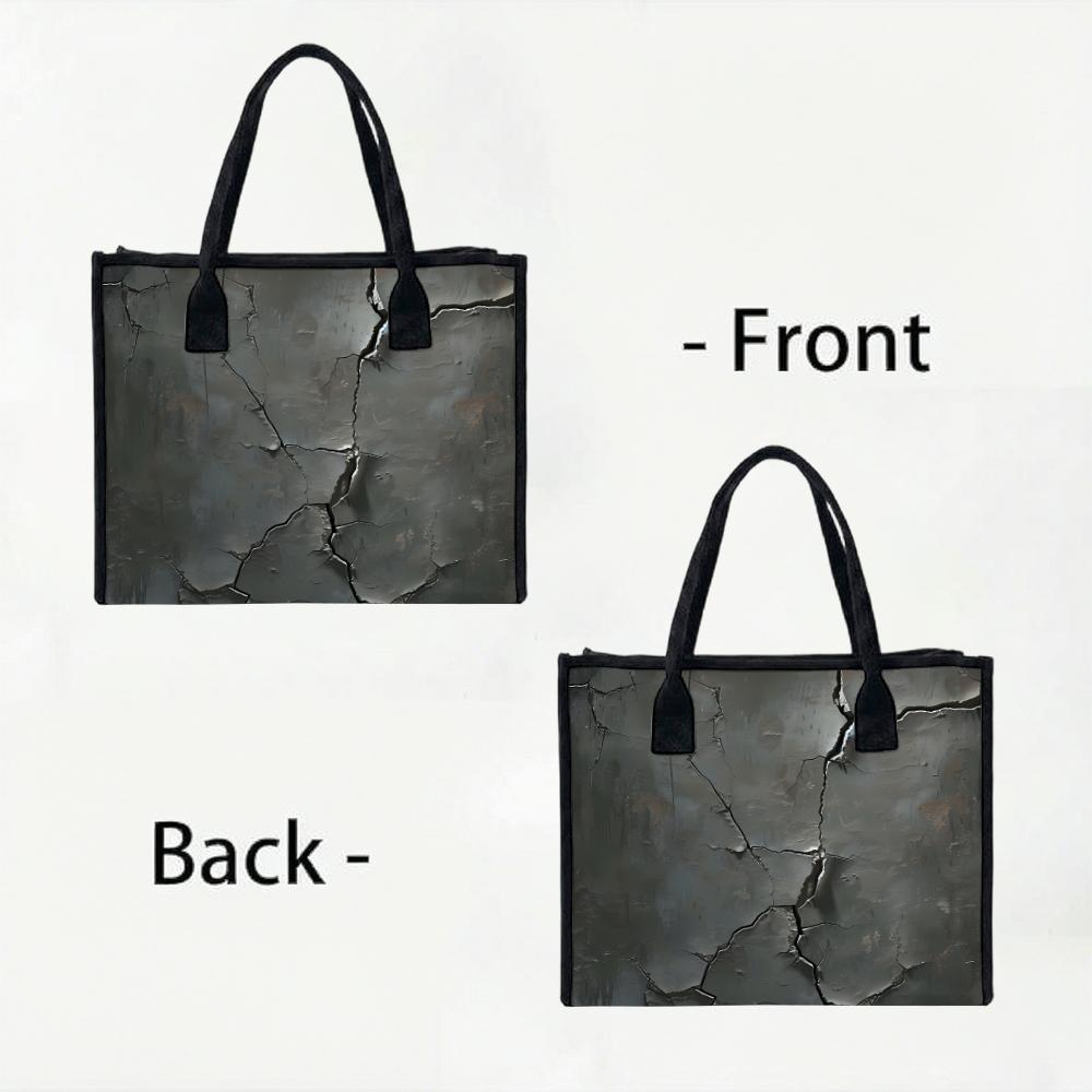 Cracked Pattern Large Tote Bag for Daily Shopping Commute Versatile Casual Durable Handbag