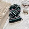 Wool Jacquard Knitted Scarf Printed Winter Wool Neckerchief Sweet Fair Isle Style Scarf  Autumn