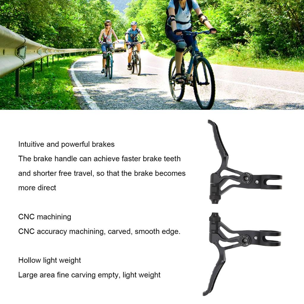 1 Pair Bicycle Brake Lever Hollow Aluminum Alloy 22.2mm Sensitive Black V Brake Handlebar for Folding Bick Road Bike