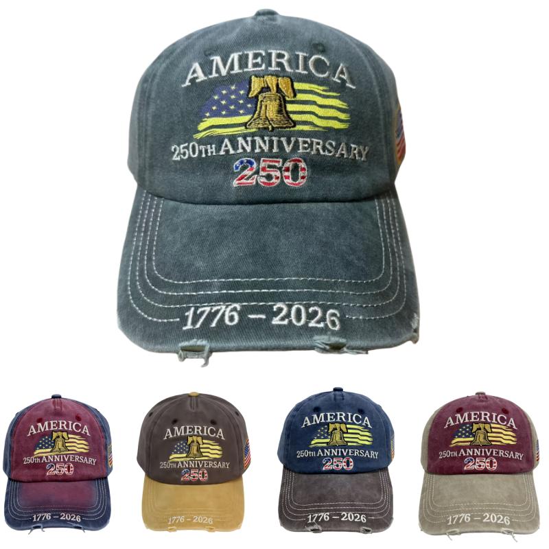 Patriotic USA 250th Anniversary Baseball Cap American Flag Decor Adjustable Sun Hat for Outdoor Use and Holiday Presents