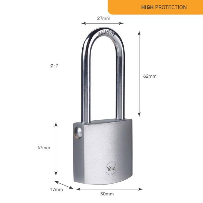 Cadenas - YALE - Y120B/50/163/1 - Sécurité maximale - Double verrouillage - Bague en Boron