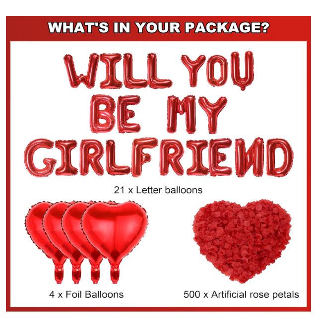 Valentine's Day Red Letter and Rose Set for Proposal or Wedding Decor