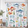 Nautical Cartoon Shower Curtain Tropical Fish Starfish Shell Seaweed Coral Underwater Bathroom Decoration Polyester Bath Curtain