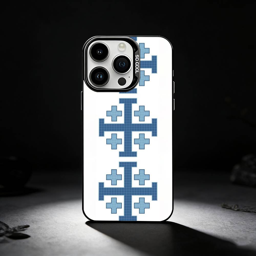 

J-Jerusalem Cross Phone Case For iPhone 17,16,15,14,13,12,11 Plus,Pro Max,XS,Colored silver phone case iPhone17promax