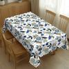 Breeze Leaves Tablecloth Blue Flowers Polyester Rectangle Table Cloth Washable Seasonal Tabletop for Kitchen Dinning Party