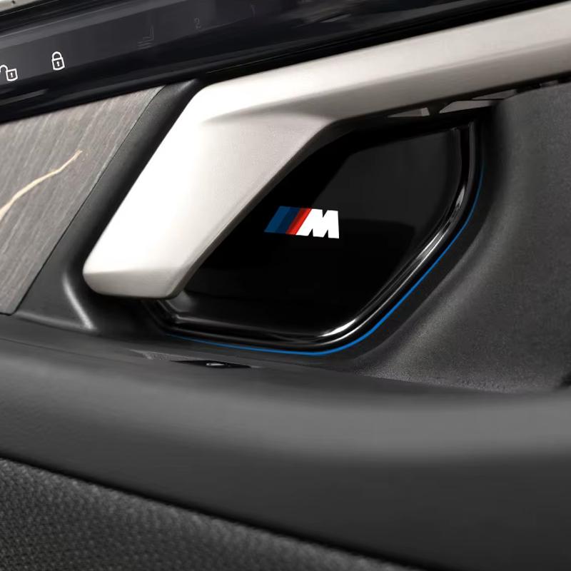 LGFHR1 2026 Car Sticker 4Pcs Car Inner Door Bowl Stainless Steel Protection Cover Stickers For BMW M E46 E90 E60 F30 F10 E39 E36 F20 G3