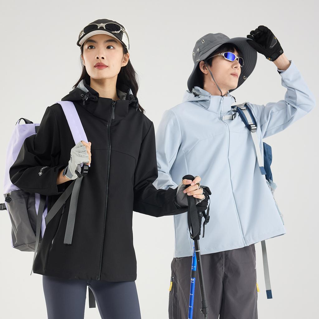Couple jacket hooded removable 2026 spring and autumn windproof waterproof wear-resistant scratch-proof outdoor versatile jacket