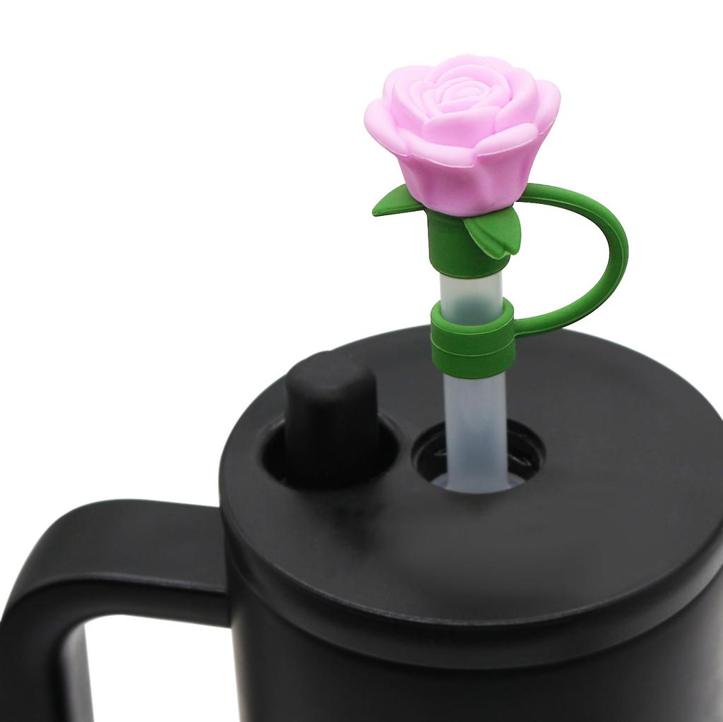 9-10mm Rose Flower Straw Cover for Stanley,Heat-resistant Dust Proof Straw Plug Cap Cup Accessorie,Valentine's Day Gift 1pcs