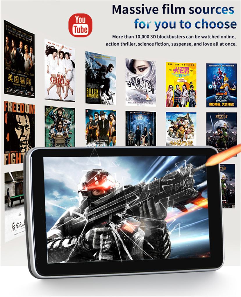 10.1" Touch Screen Android 9.0 Car Rear Seat Headrest Monitor 2+32G Video Player