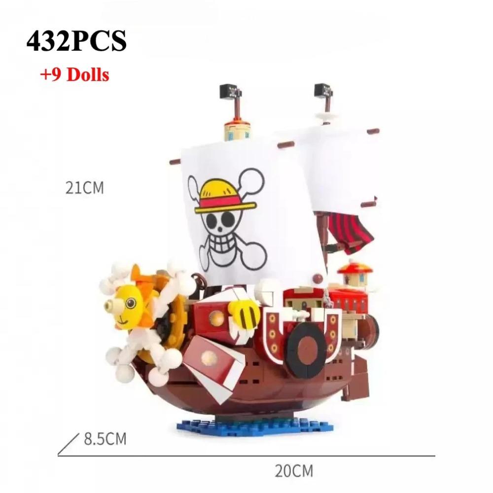 

One Piece 1484pcs/432Pcs+9Dolls Thousand Sunny Boat Blocks Cartoon Pirate Ship Bricks Set Toys for Children Christmas Gifts