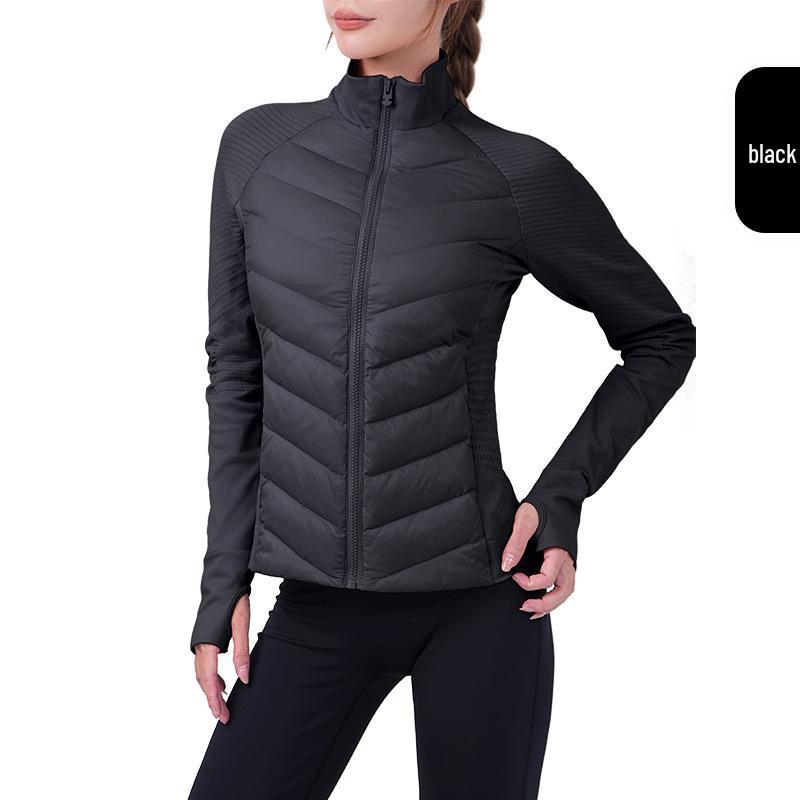 

Легкая Приталенная Зимняя Куртка из Белого Утиного Пуха - Спортивная, Теплая, с Воротником-стойкой, Повседневная Верхняя Одежда Small чёрный