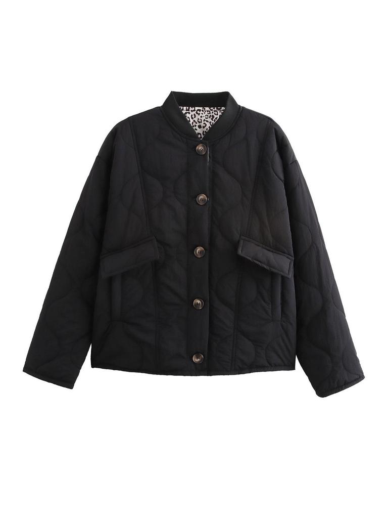 European & American Women's 2025 Retro Fashion Loose Leopard Print Cotton-Padded Jacket
