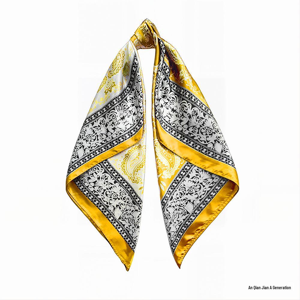 90cm Trendy Paisley Silk-Style Headscarf for Women - European American Design