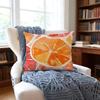 Grapefruitillustration Cushion Cover Anti-Dust Mite Short Plush Pillowcase - Invisible Zipper Silky Soft Sofa Cushion Cover
