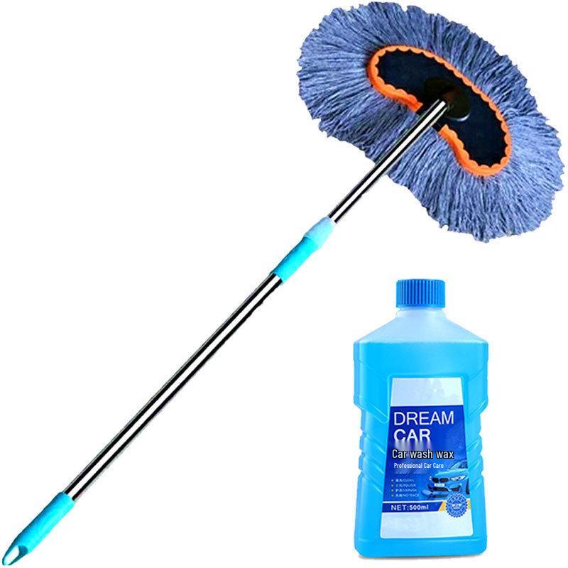 Telescopic Car Wash Mop with Long Handle and Soft Bristle Brush
