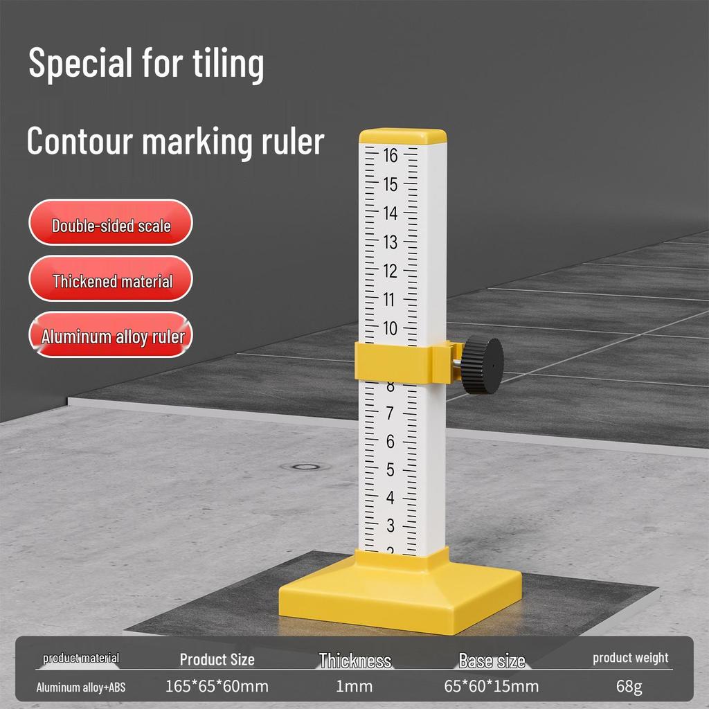 Tiler's Contour Level Ruler: Tile Height Positioning & Level Difference Indicator