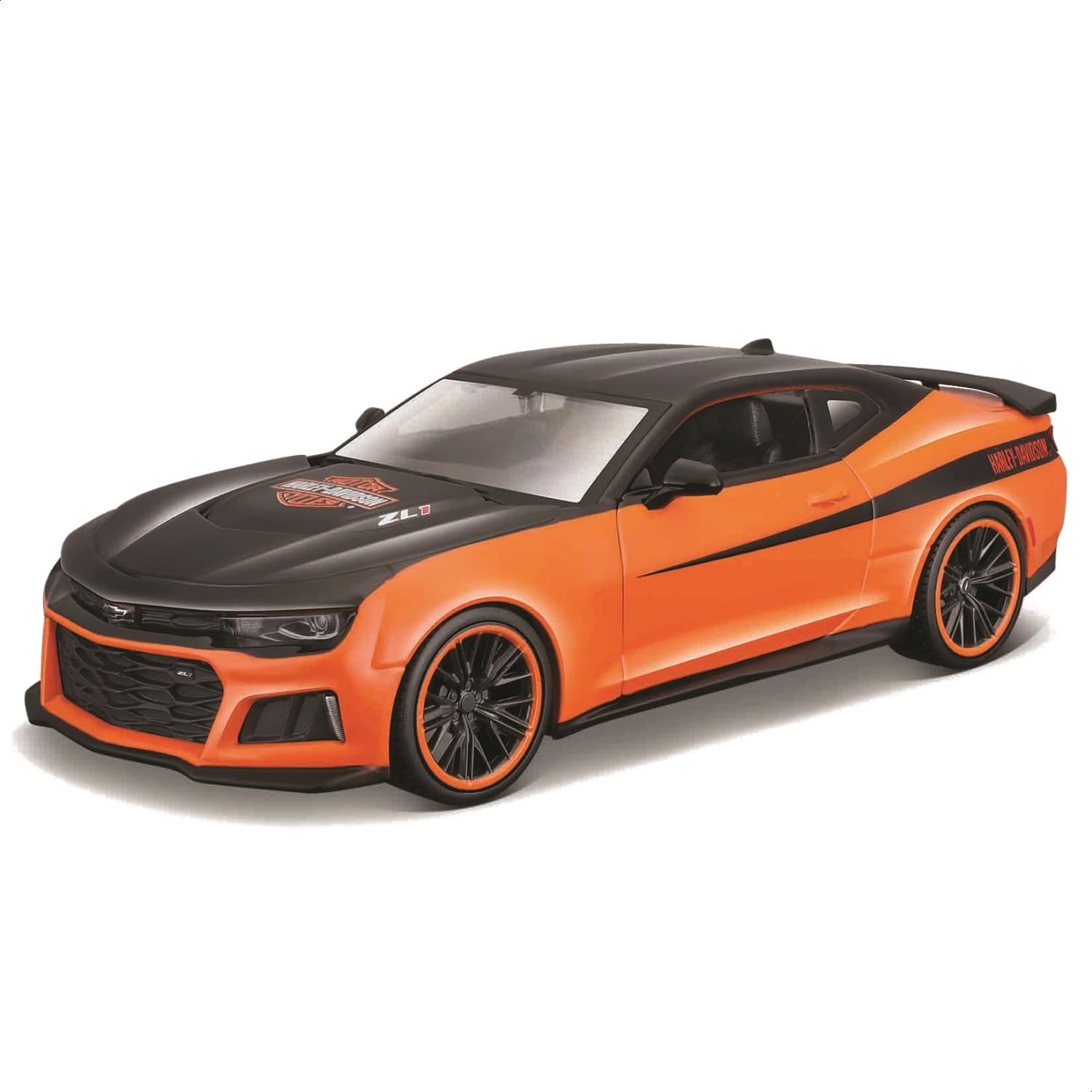 

Maisto 1/24 scale Chevrolet 2017 Camaro ZL1 Black/Orange Harley-Davidson Custom Series / Diecast Model Car, Finished Model 32271