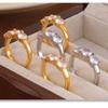 Fashion Trendy Ring Jewelry Circle Ring Cubic Zirconia Bezel Setting Gold Plated  Finger Ring Women Girls