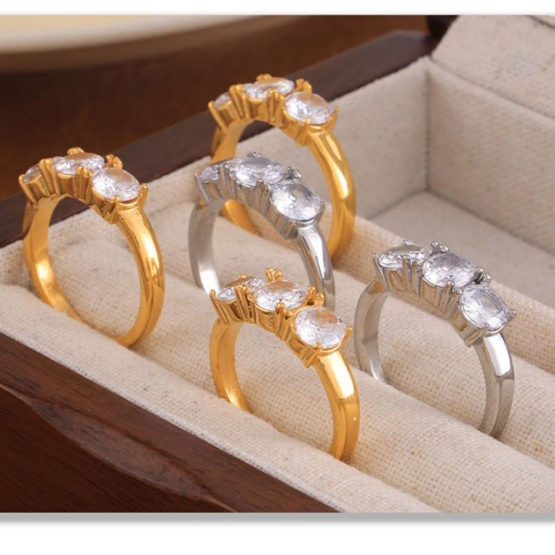 Fashion Trendy Ring Jewelry Circle Ring Cubic Zirconia Bezel Setting Gold Plated Finger Ring Women Girls