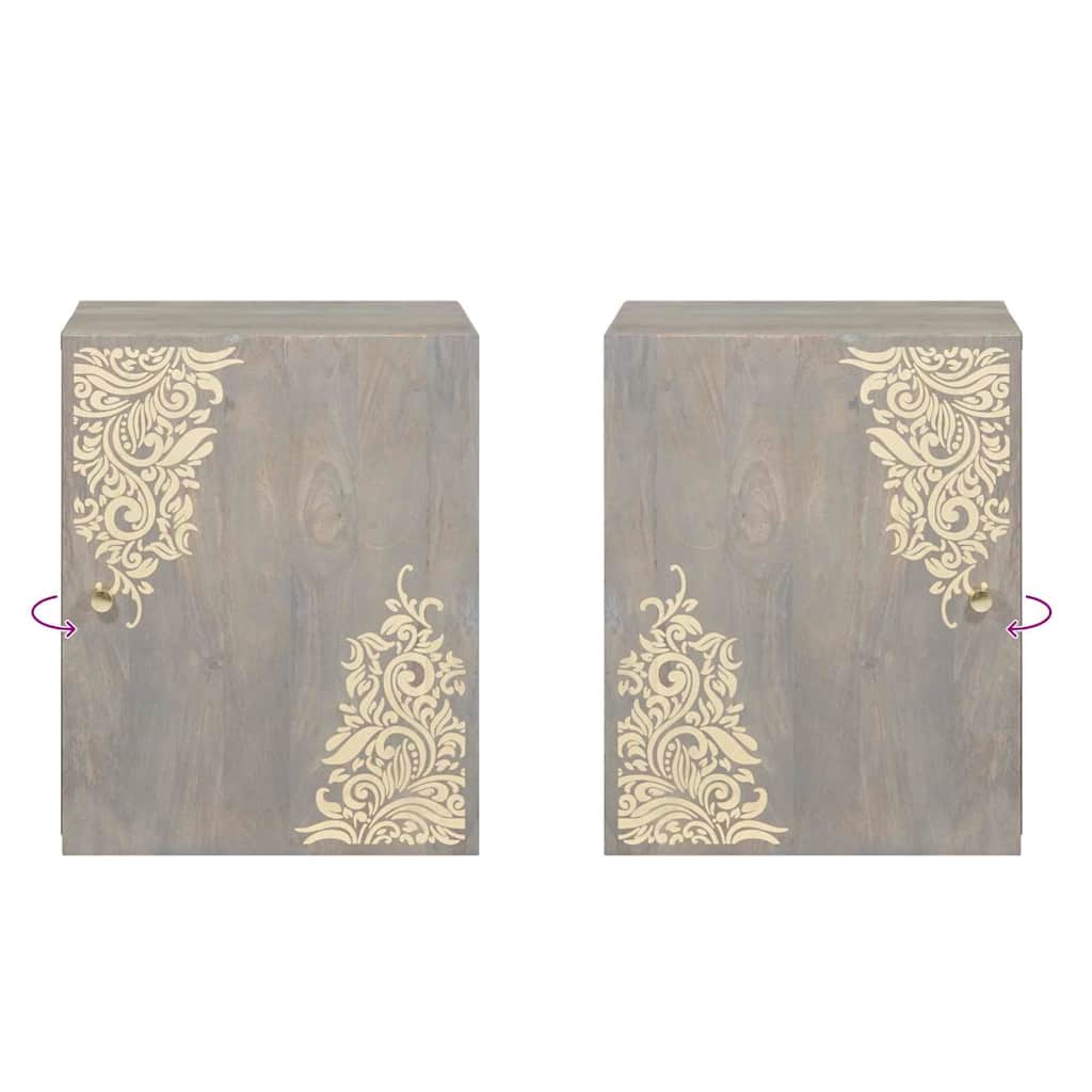 Wall Mounted Wall Cabinet Grey 38 x 33 x 48 cm Solid Mango Wood