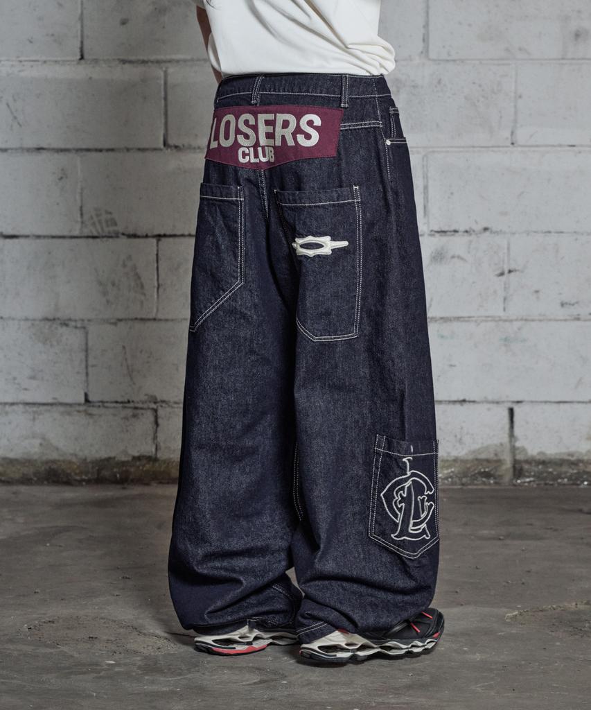 Lujeoseukeulleob Weite Bootcut Jeans Indigoblau