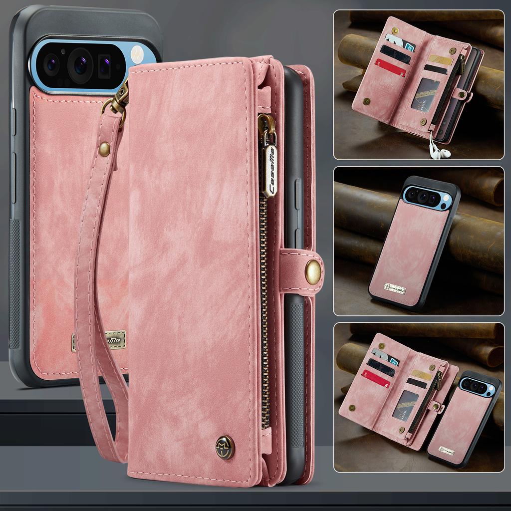 For Google Pixel 9 Pro XL Phone Cases CASEME 008 Leather Cover with Detachable Wallet and Strap