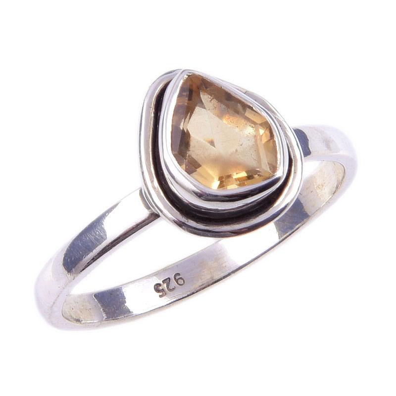 Natural Citrine Gemstone Handmade 925 Solid Sterling Silver Ring Size 9 Q1N74