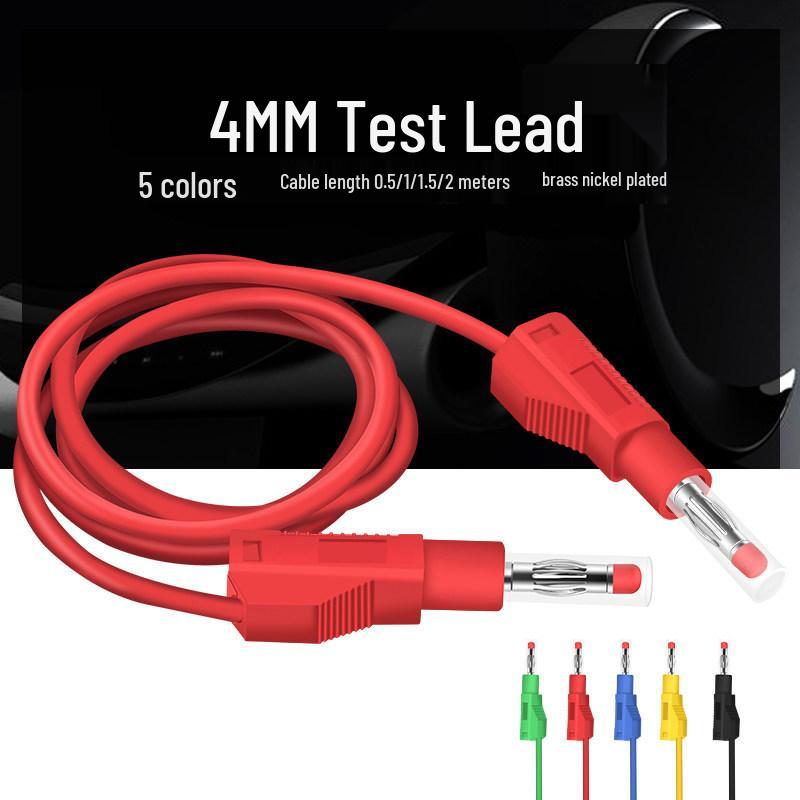 4mm Stackable Banana Plug with Safety Shroud & Spring-Retractable Nitrile Wire Test Lead