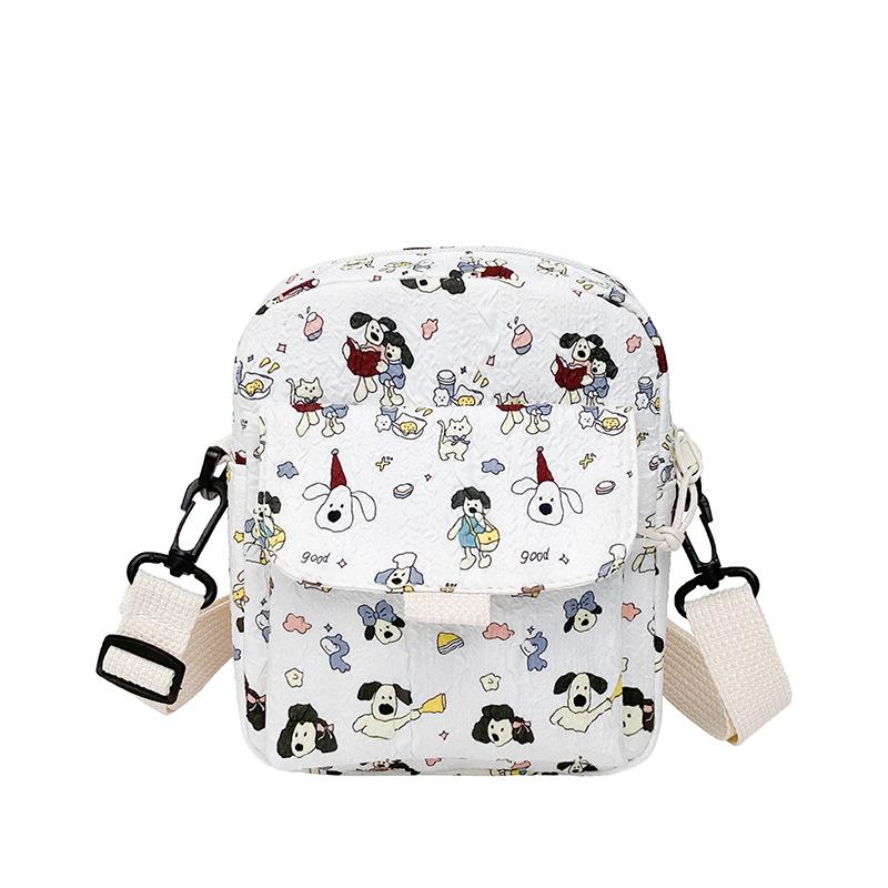 Floral Cloth Bag Women's 2025 New Cute Cartoon Versatile Small Satchel Literary Small Fresh Shoulder Bag