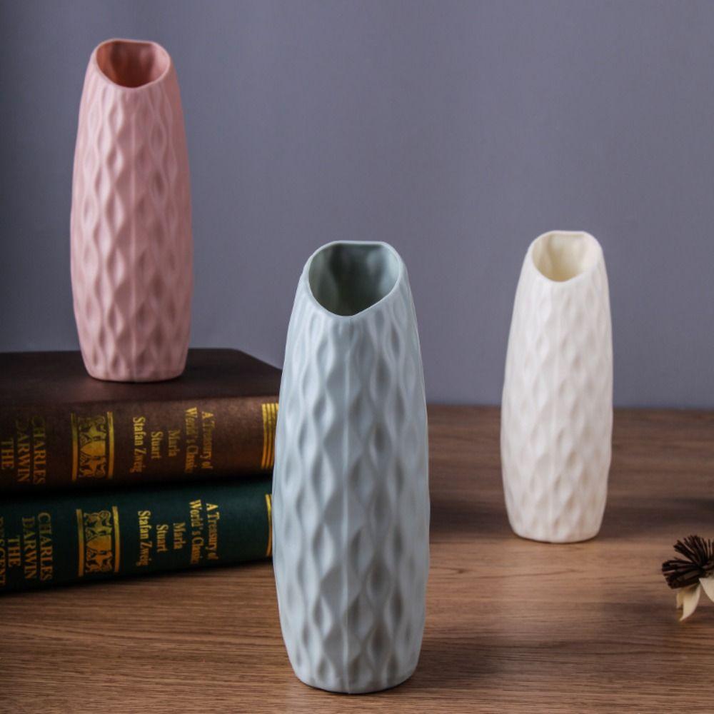 Plastic Nordic Style Vase Imitation Ceramic Desktop Ornament Flower Pot Decoration  Living Room
