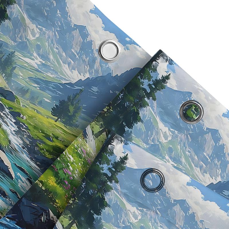 Scenic Mountain Stream Landscape Shower Curtain  Nature-Inspired Home Decor for Relaxing Baths Waterproof Polyester ElevateSpace