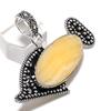 Yellow Septarian Gemstone Handmade 925 Sterling Silver Gift Pendant 1.58" C9e20