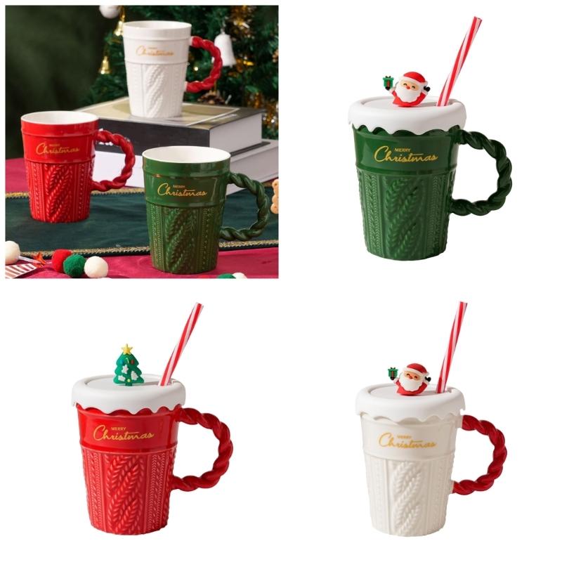 Christmas Themed Beverage Cup Seasonal Ceramic Mugs Practical Christmas Hot Beverage Cup for Coffee Milk