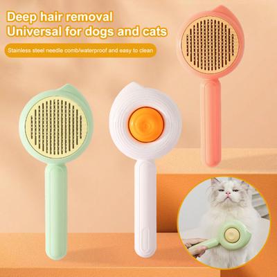 Pet Hair Cleaner Brush Cat Grooming Brush with Release Button Cat Brush Shedding