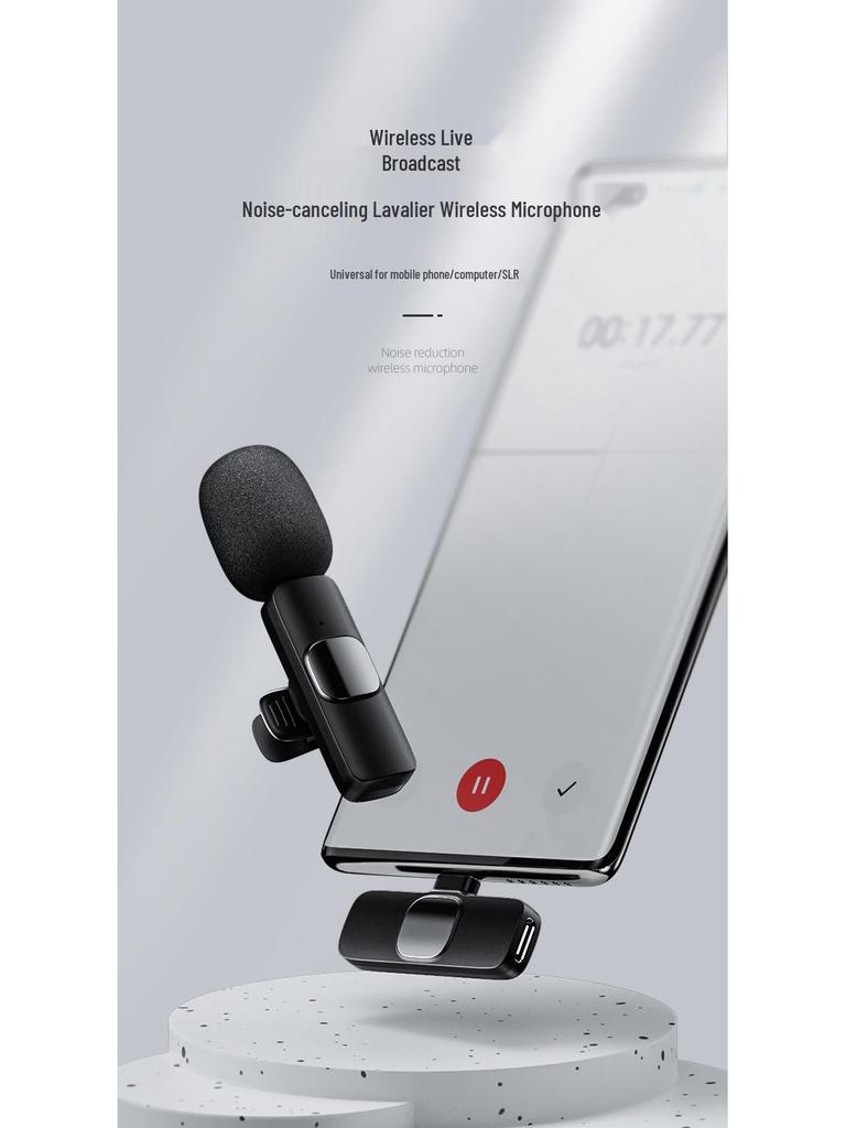 Dual Wireless Lavalier Microphone for Outdoor Live Broadcasts and Video Recording with Noise Reduction