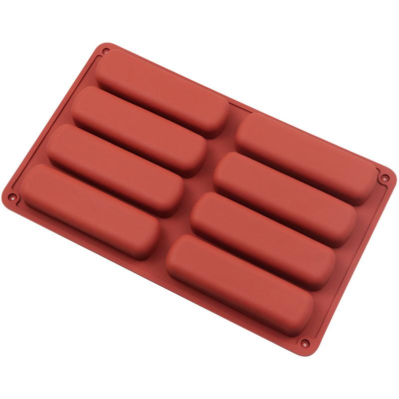 8 Cavity Long Strip Silicone Mold Diy Cake Pan Puff Baking Mold Nonstick Cereal Energy Bar Maker Chocolate Butter Mold