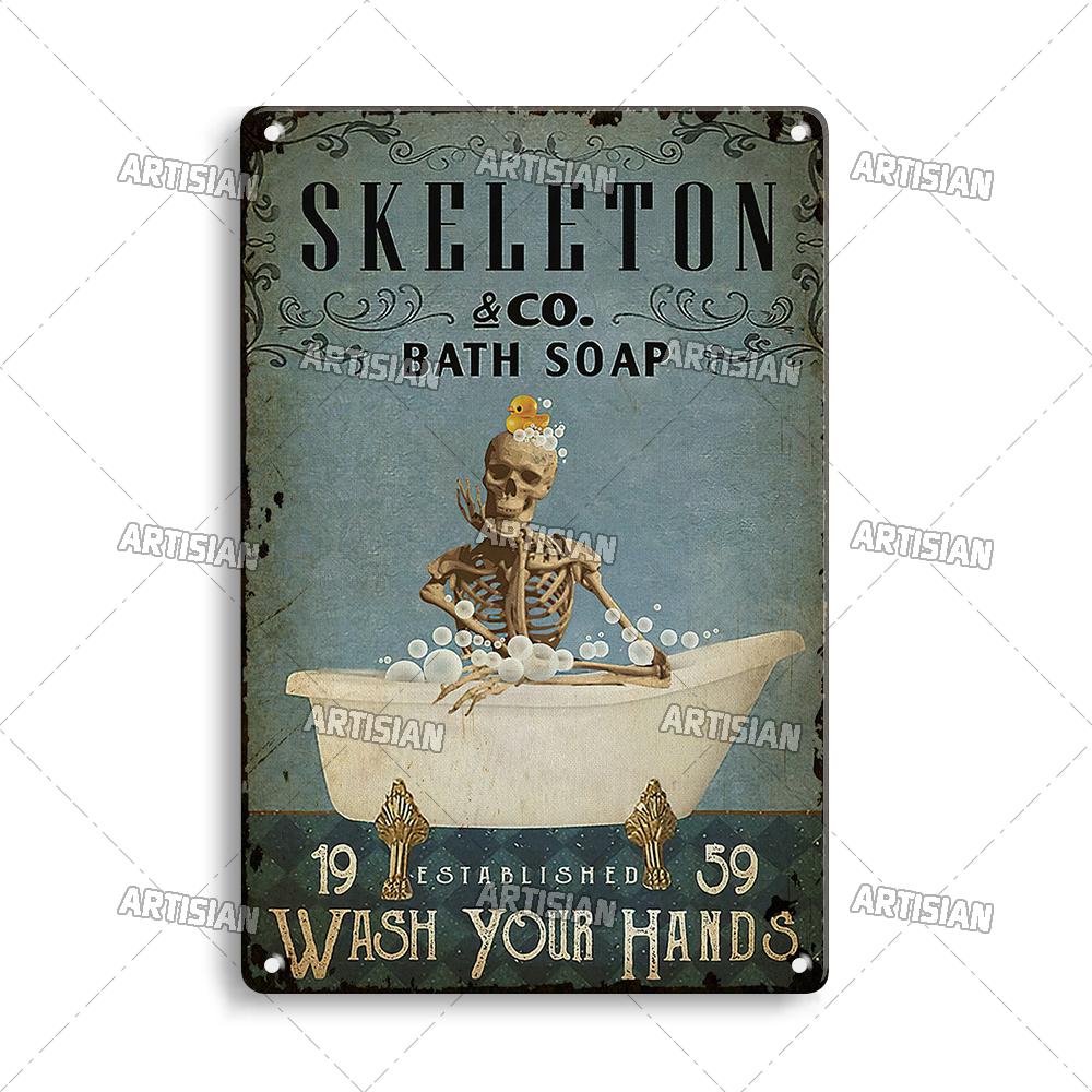 Artisian Bathroom Metal Sign Washing Room Tin Poster Toilet Decorative Plate Bath Soap Wall Decor Garage Bar Pub Club Hotel Cafe