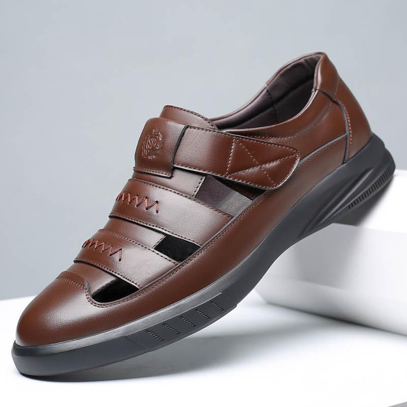 

Летние черные сандалии из коровьей кожи, классические римские сандалии ручной работы, уличные кроссовки на платформе, мужские сандалии для воды, трекинга, пляжа 44 коричневый