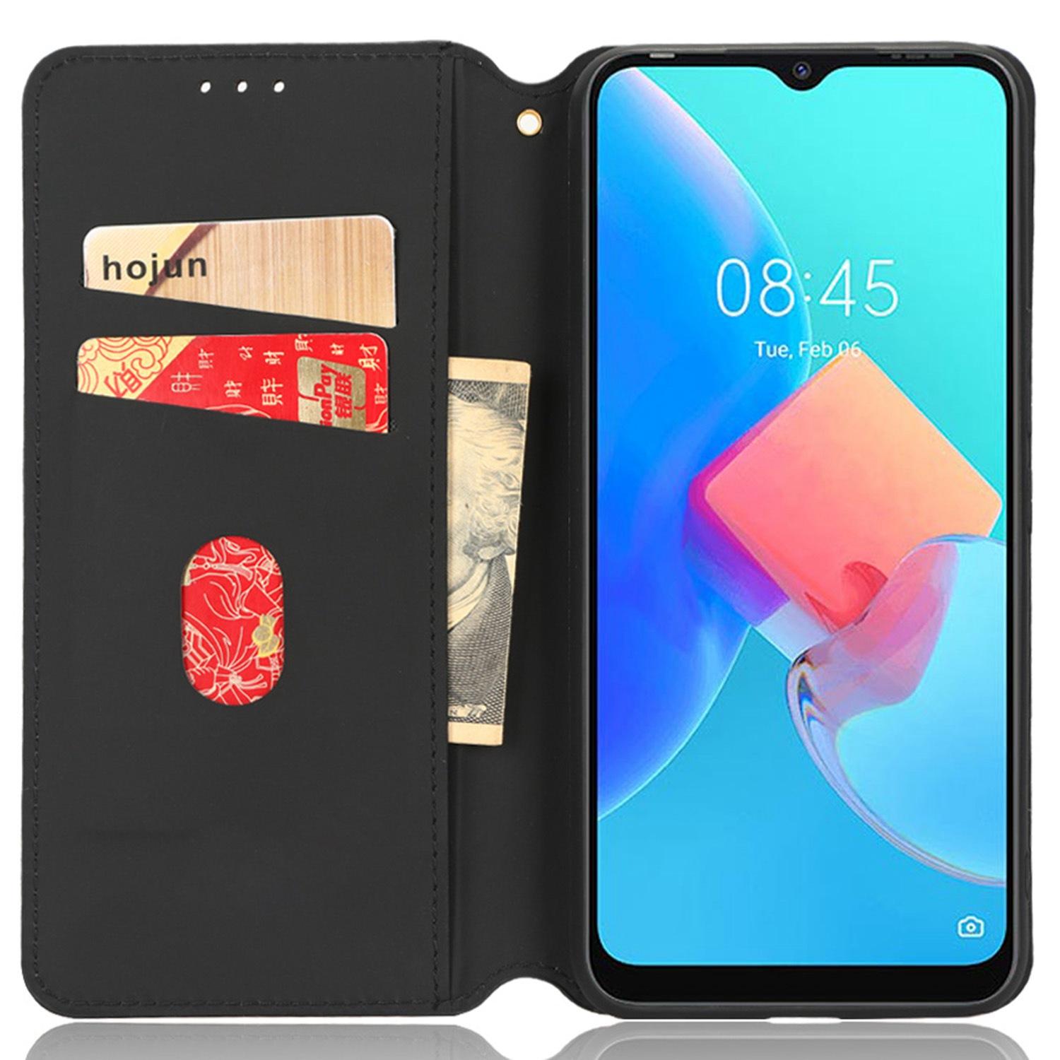 

For TECNO Spark 8C 4G/Spark Go 2022 4G KG5 Case Imprinting Rhombus Pattern PU Leather Phone Stand Red