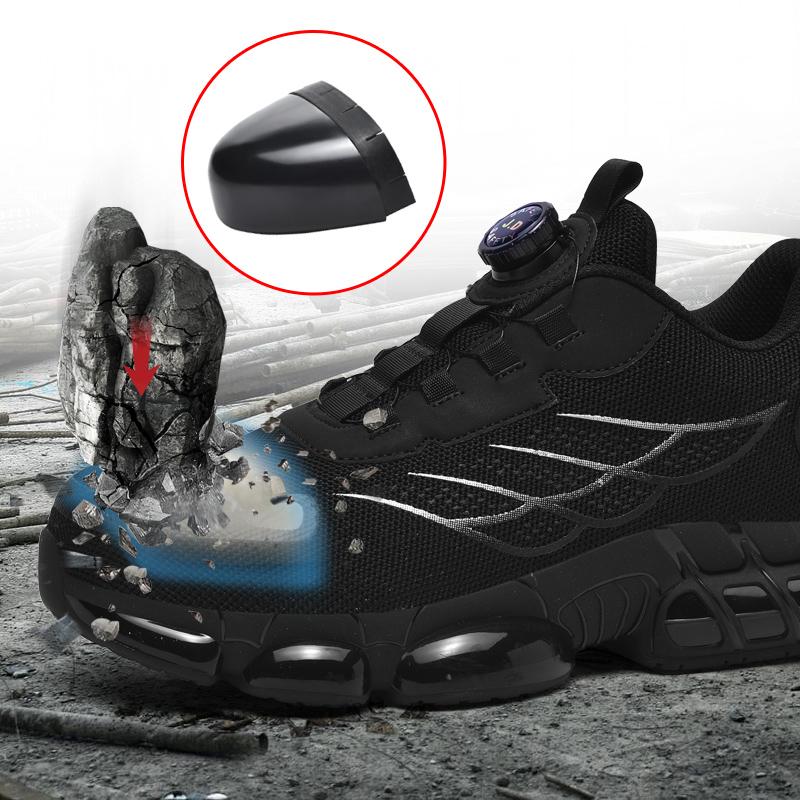 Drehknopf Sicherheitsschuhe Herren Anti-Smash Anti-Puncture Arbeitsschuhe Mode Herren Sicherheits-Sportschuhe Sicherheitsstiefel Herren