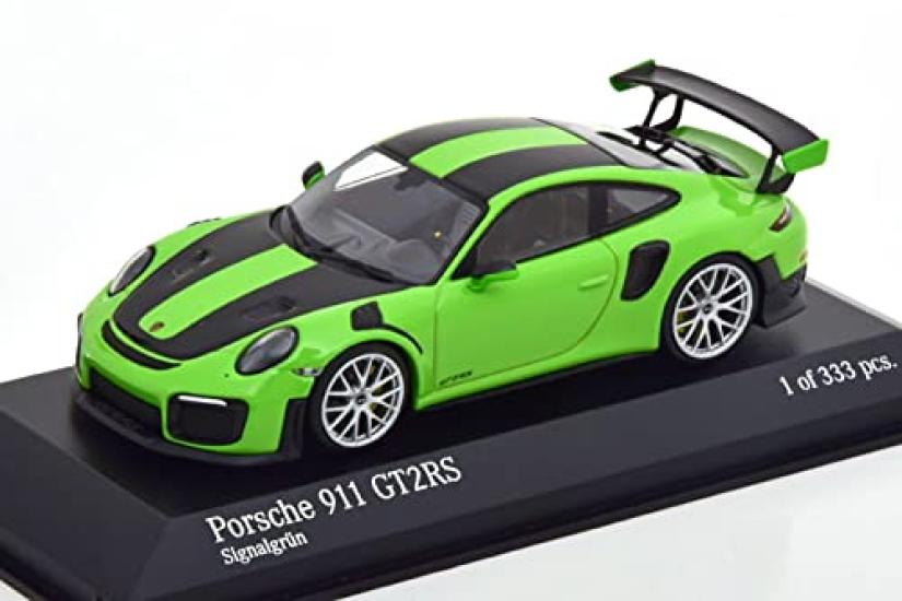 Minichamps 143 Porsche 911 991 2 GT2 RS Пакет Weissach 2018 Сигнальный Зеленый Серебряный Диск