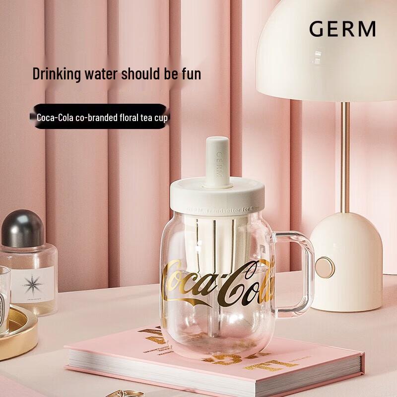 Germ Coca-Cola Glass Straw Bottle with Tea Infuser