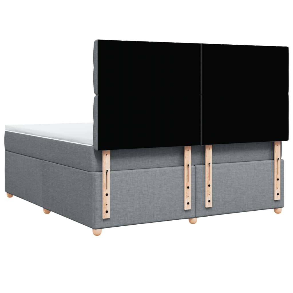 Box Spring Bed with Mattress Light Grey 180 x 200 cm Fabric