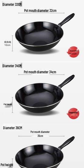Supor Large Enamel Iron Stir-Fry Wok for High-Heat Cooking