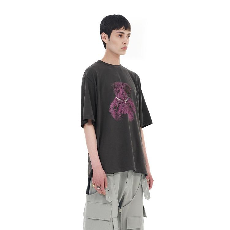 WE11DONE Ss25 Pearl Bear Round Neck Short Sleeve T-Shirt Unisex Tops WD-TT0-25-757-U-CH