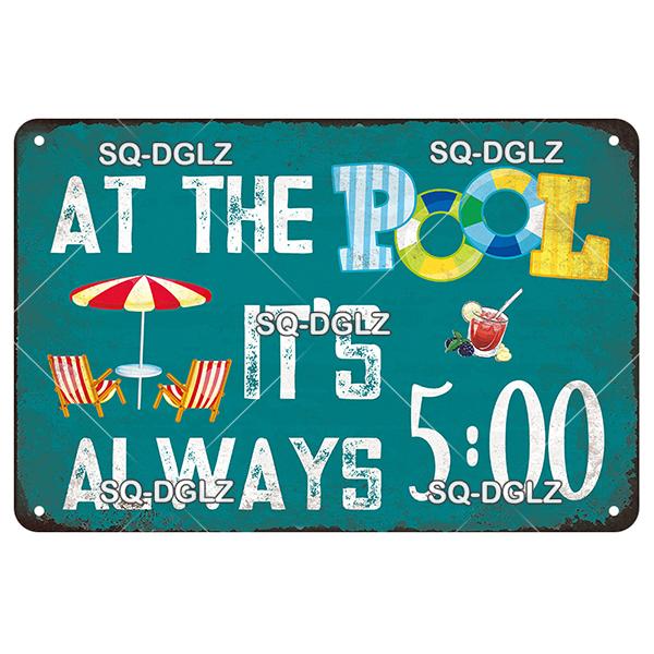 [SQ-DGLZ] Welcome Swim Pool Rules Metal Sign Vintage Plaque Tin Sign Plate Wall Decor For Bar Club Man Cave Art Painting Poster